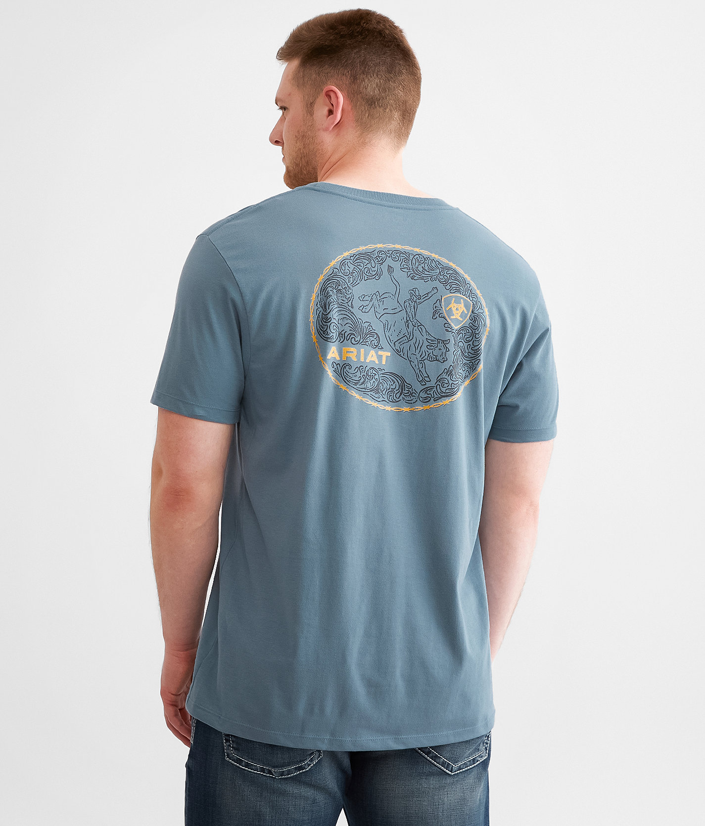 Ariat Buckin' Buckle T-Shirt - Men's T-Shirts in Light Denim