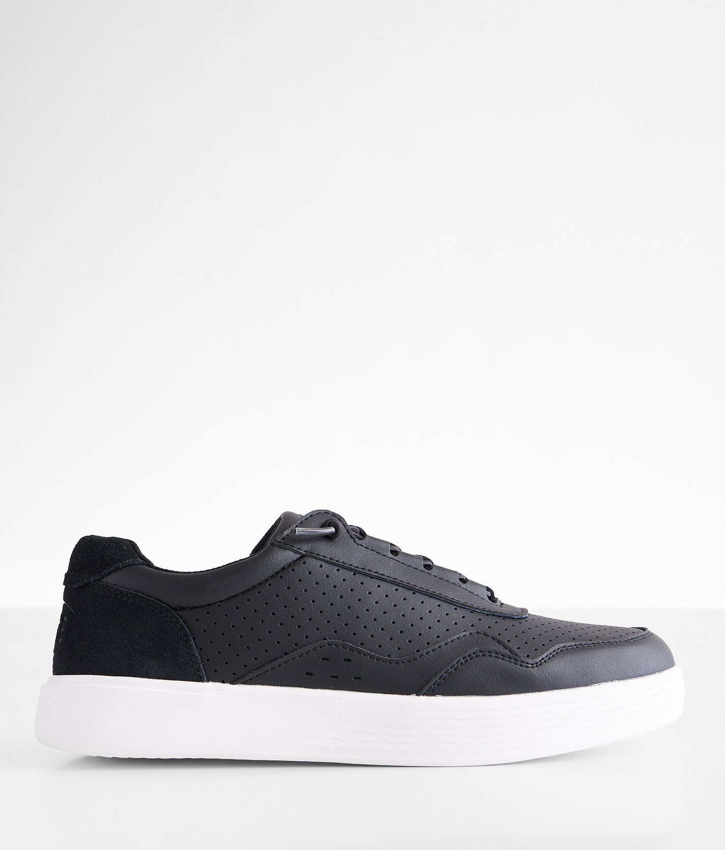 HEYDUDE™ Hudson Leather Sneaker - Men's Shoes in Black White