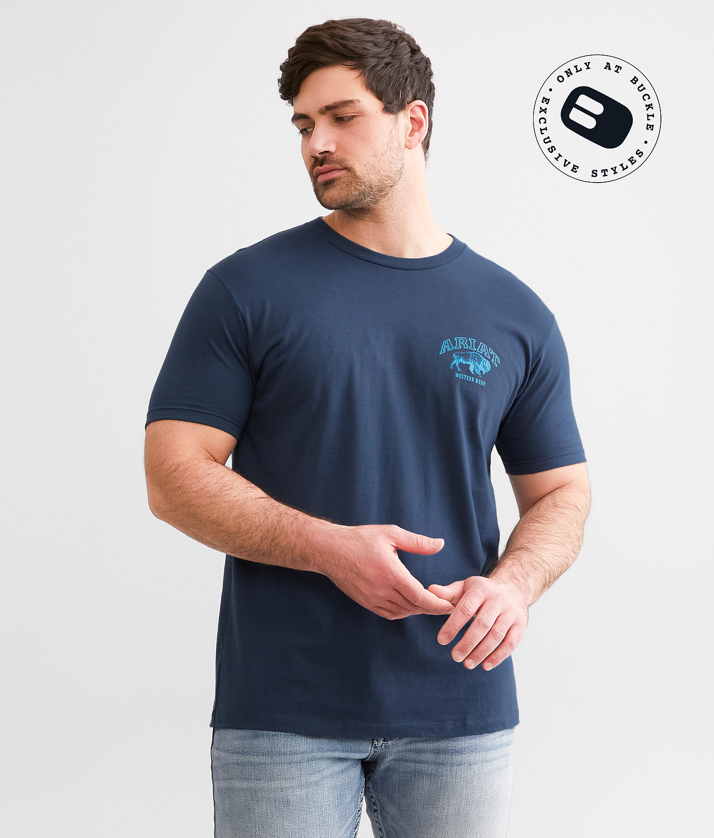 Ariat College Bison T-Shirt - Men's T-Shirts in Blue Dusk