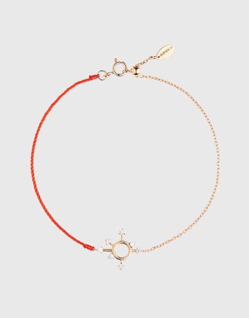 Scintilla Epta Orb Hybrid 18ct Rose Gold and Red Cord Bracelet