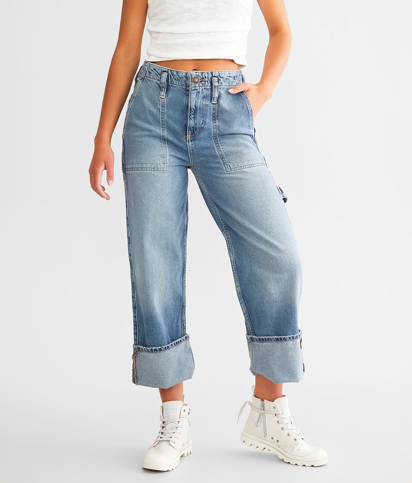 Free People Major Leagues Cuffed Cropped Jean - Women's Jeans in Envy