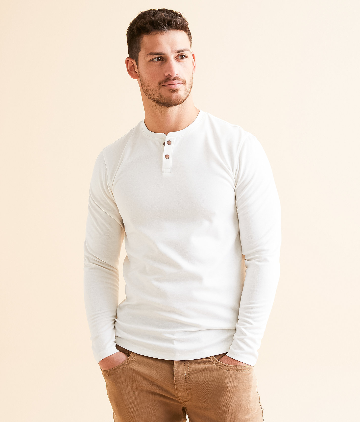 Outpost Makers Marled Henley - Men's T-Shirts in Summer White