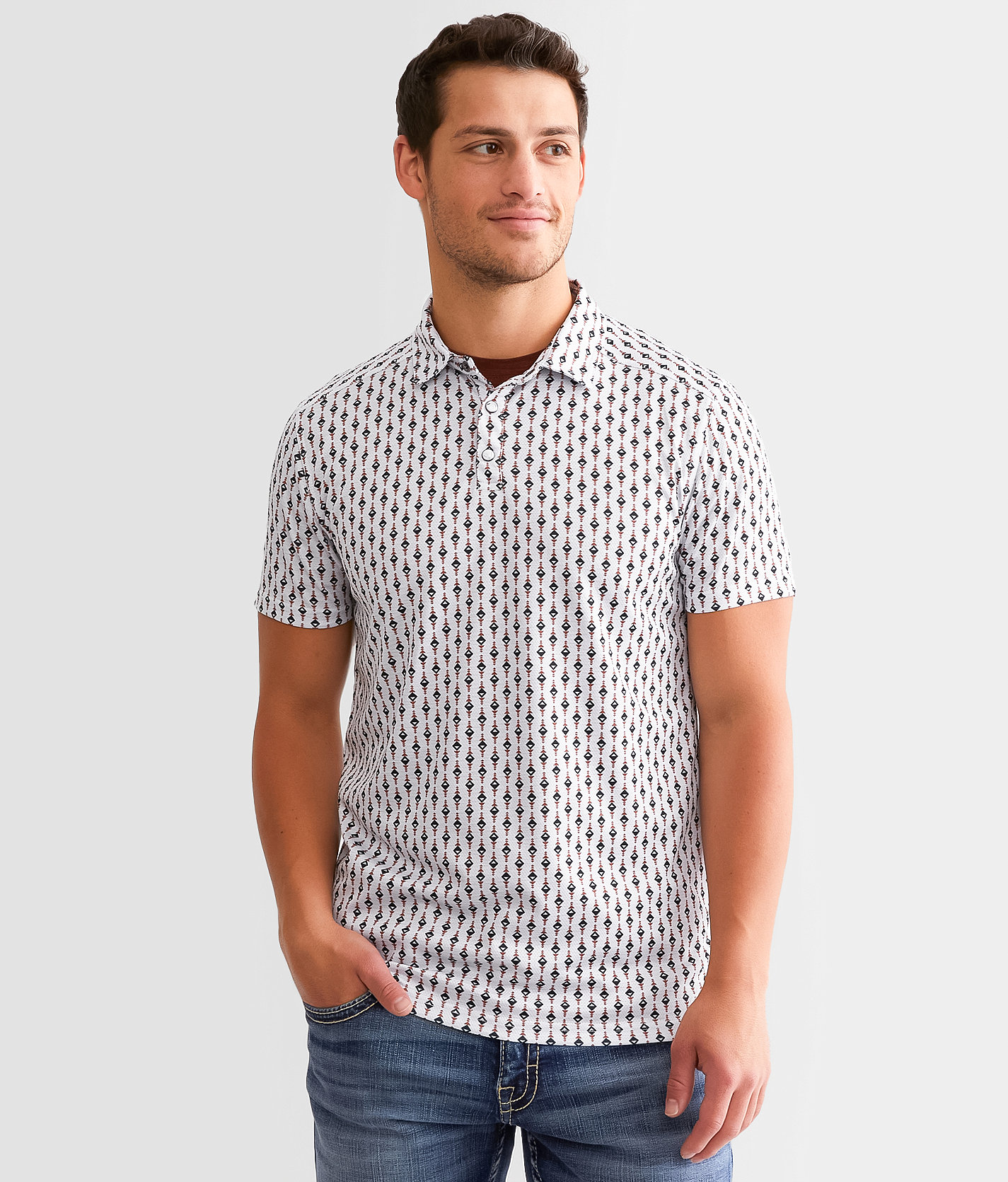 Gentry County Western Performance Polo - Men's Polos in White Clay