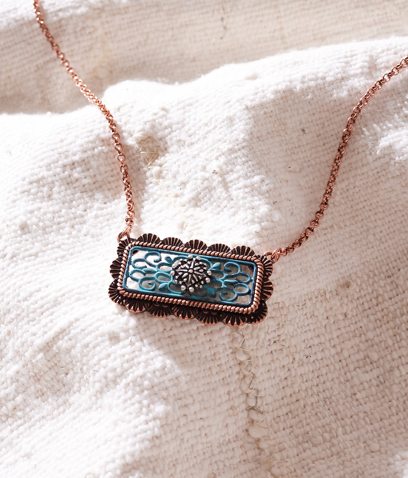 Sterling & Stitch Turquoise Pendant Necklace - Women's Jewelry in Copper Pink