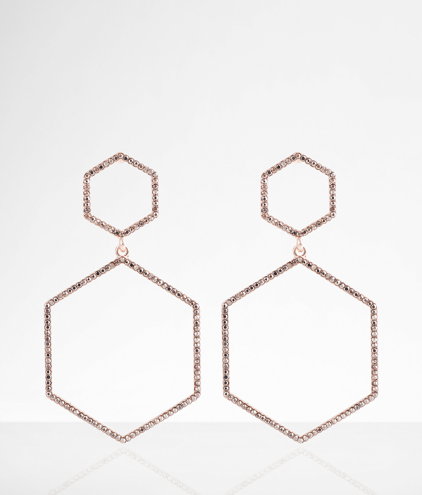 boutique by BKE Glitz Hexagon Earring - Women's Jewelry in Smoke Rose Gold