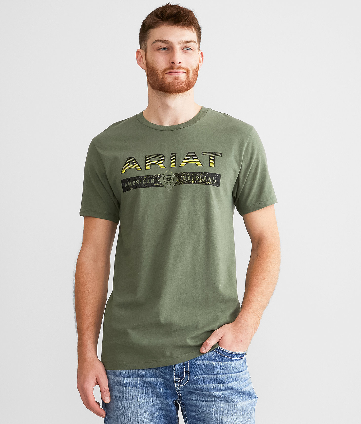 Ariat Branded Wood T-Shirt - Men's T-Shirts in Surplus Green
