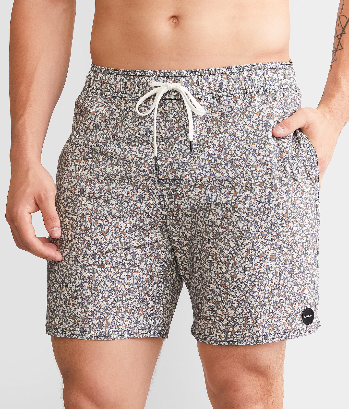 RVCA Atlas Stretch Swim Trunks - Men's Swimwear in Pale Mauve