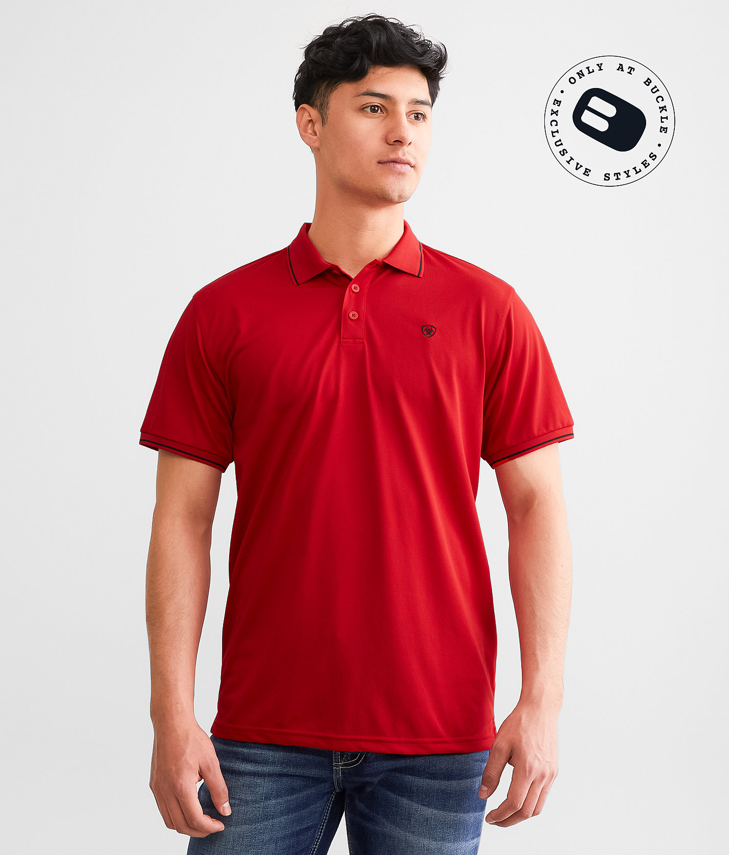 Ariat ClimateTEK™ Logo Polo - Men's Polos in Red Black