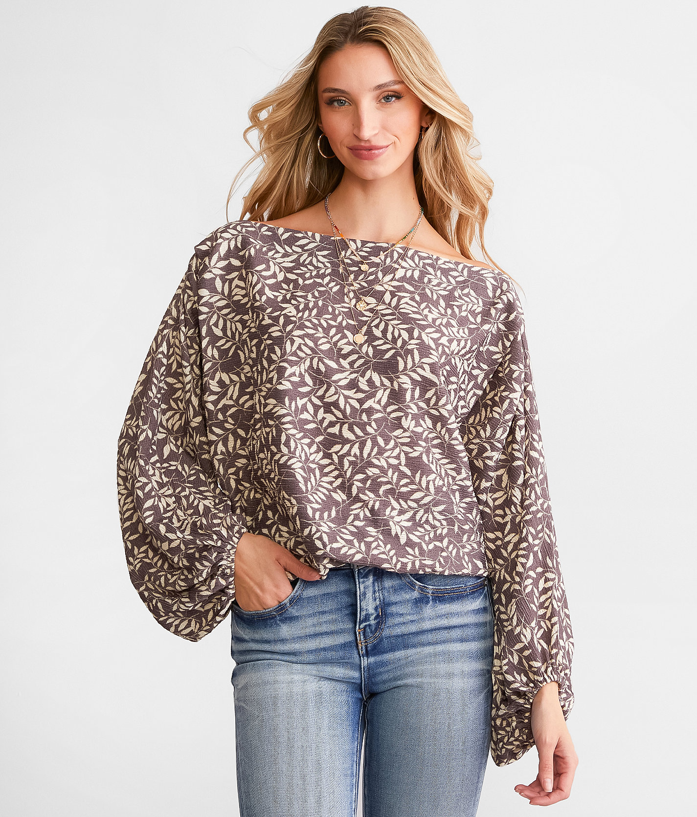 Daytrip Floral Boat Neck Top - Women's Shirts & Blouses in Peppercorn