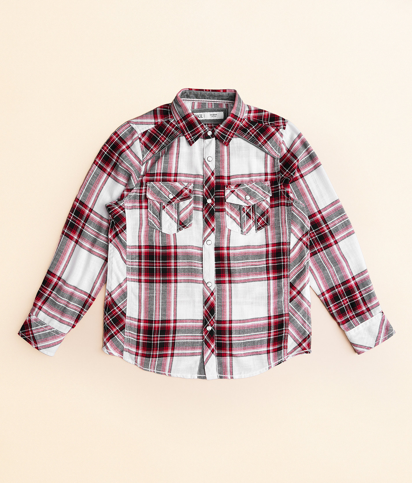 Boys - BKE Plaid Shirt - Boy's Shirts in White Red Black
