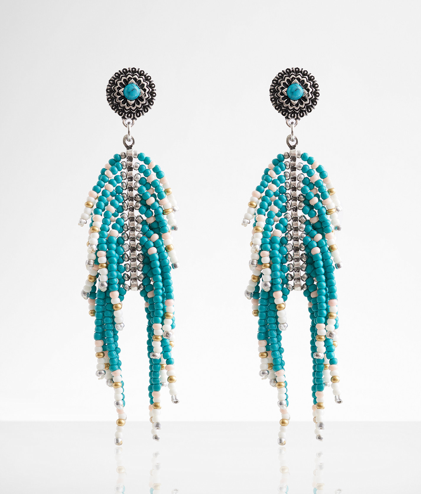 boutique by BKE Beaded Fringe Earring - Women's Jewelry in Silver
