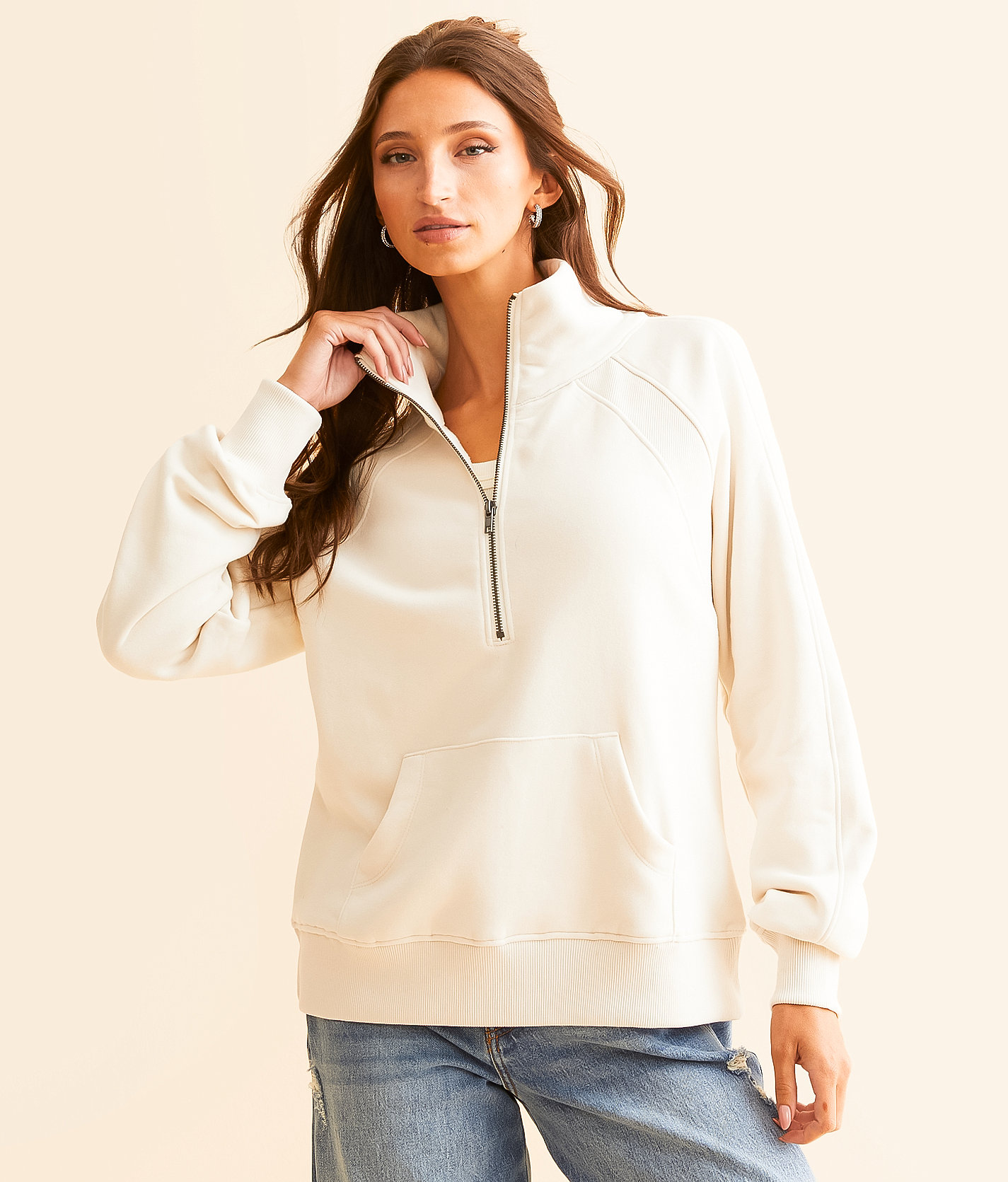 BKE Quarter Zip Pullover - Women's Sweatshirts in Birch