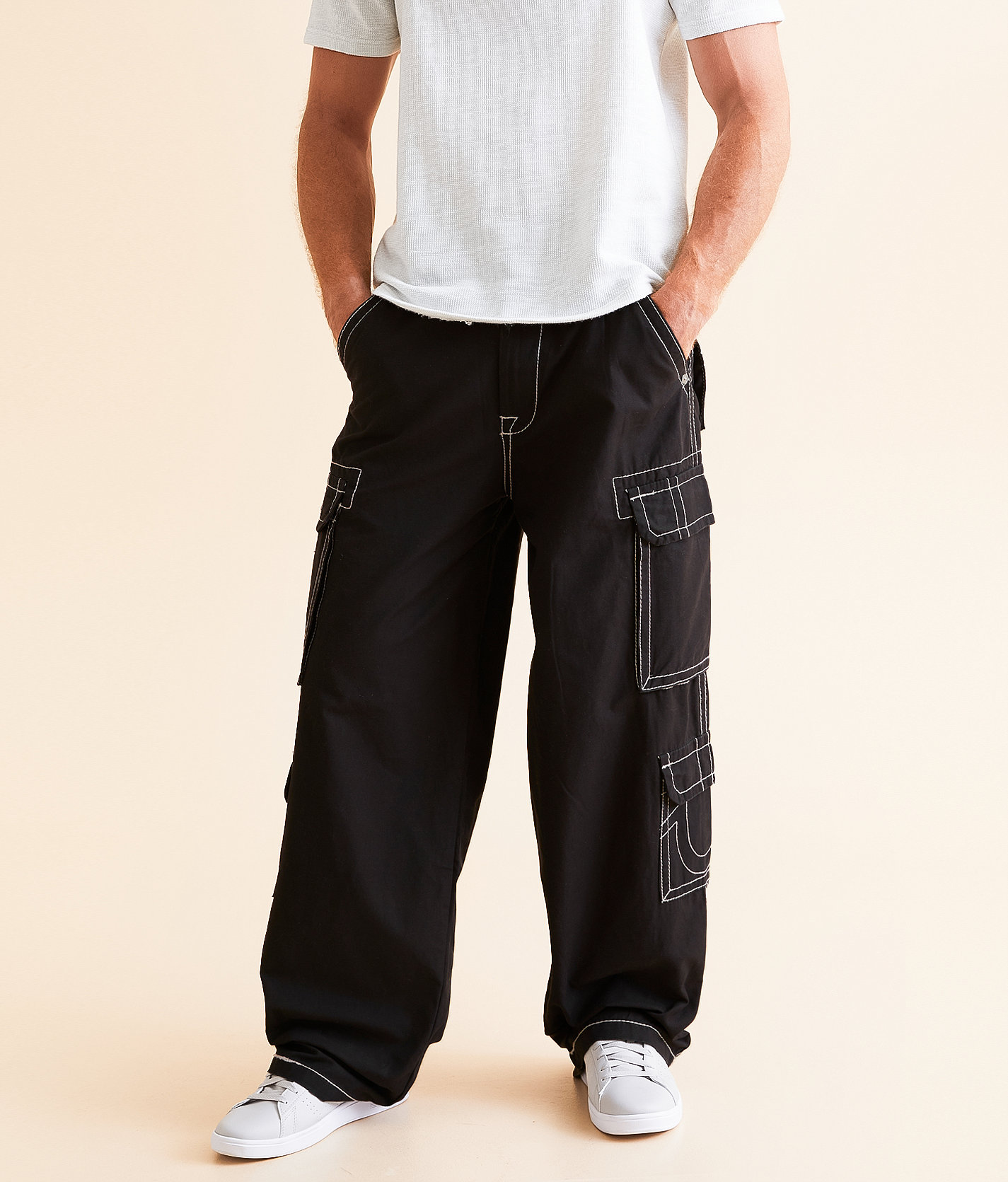 True Religion Baggy Cargo Pant - Men's Pants in Jet Black
