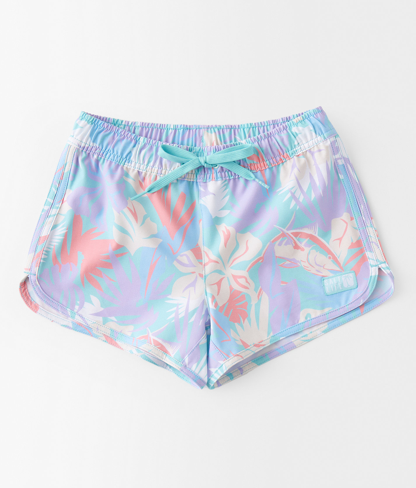 Girls - Salt Life Retro Tropical Performance Stretch Short - Girl's Shorts in Aruba Blue