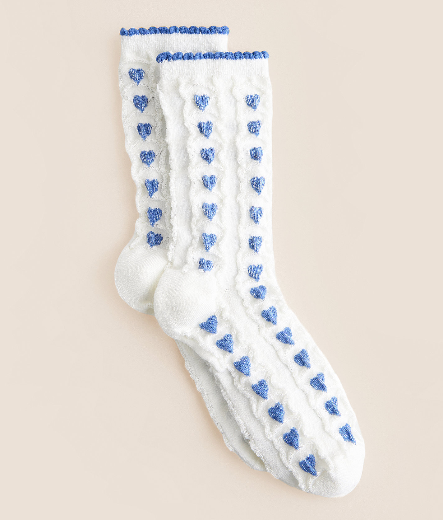 BKE Ruffle Heart Socks - Women's Socks in White Multi
