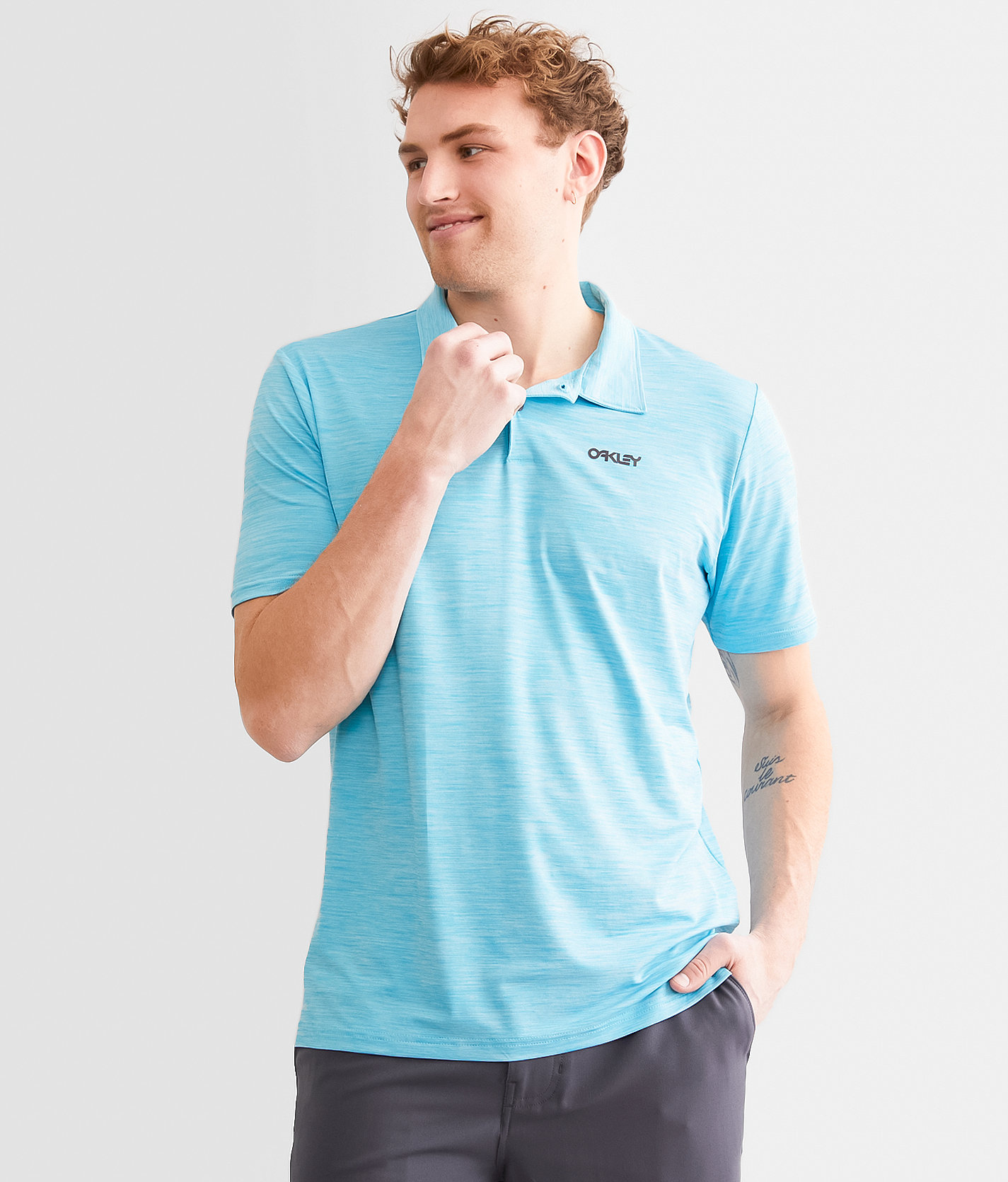 Oakley B1B O Hydrolix™ Polo - Men's Polos in Bright Blue Lt Hthr