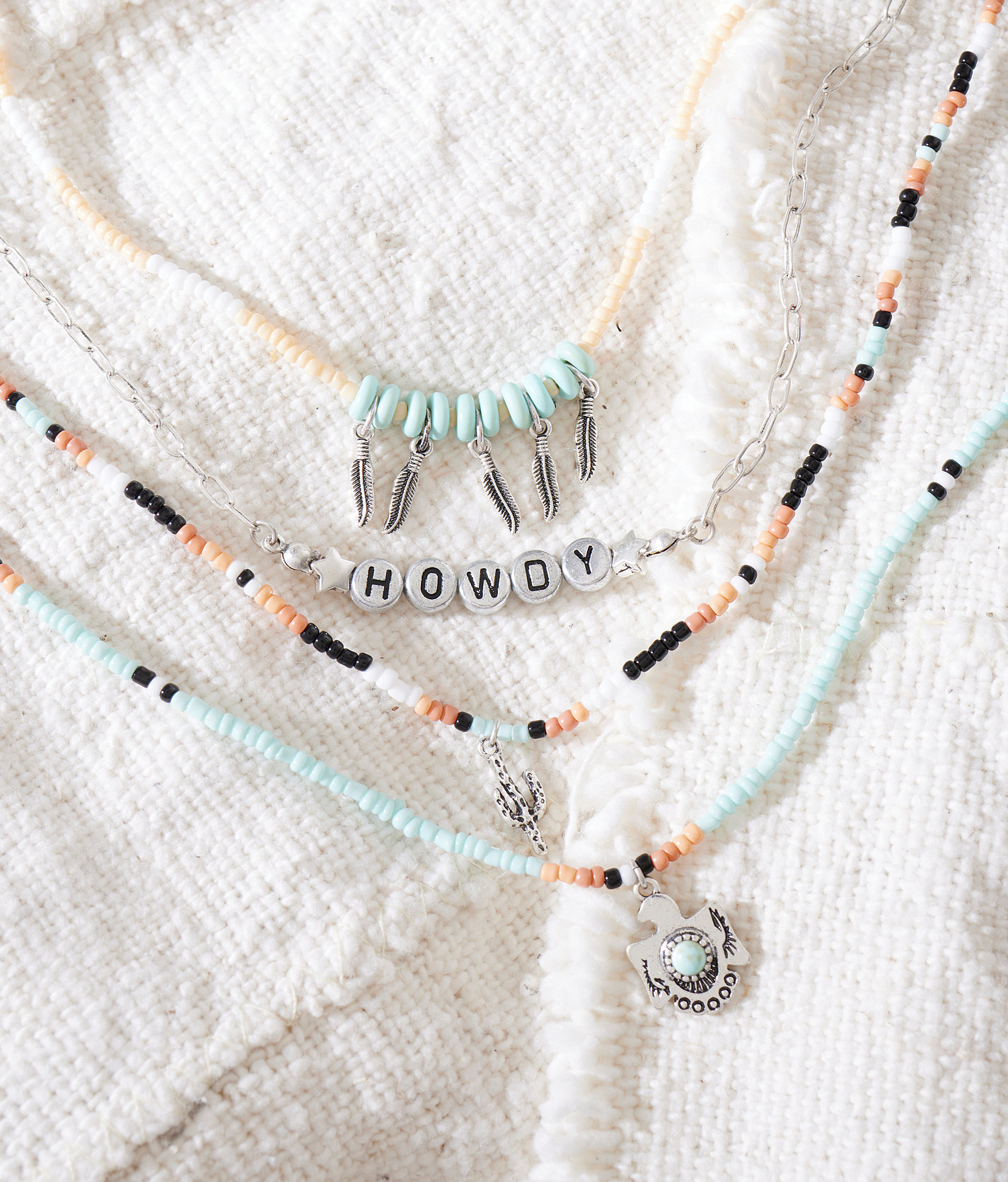 Sterling & Stitch 4 Pack Howdy Necklace Set - Women's Jewelry in Mixed Metal Turquoise