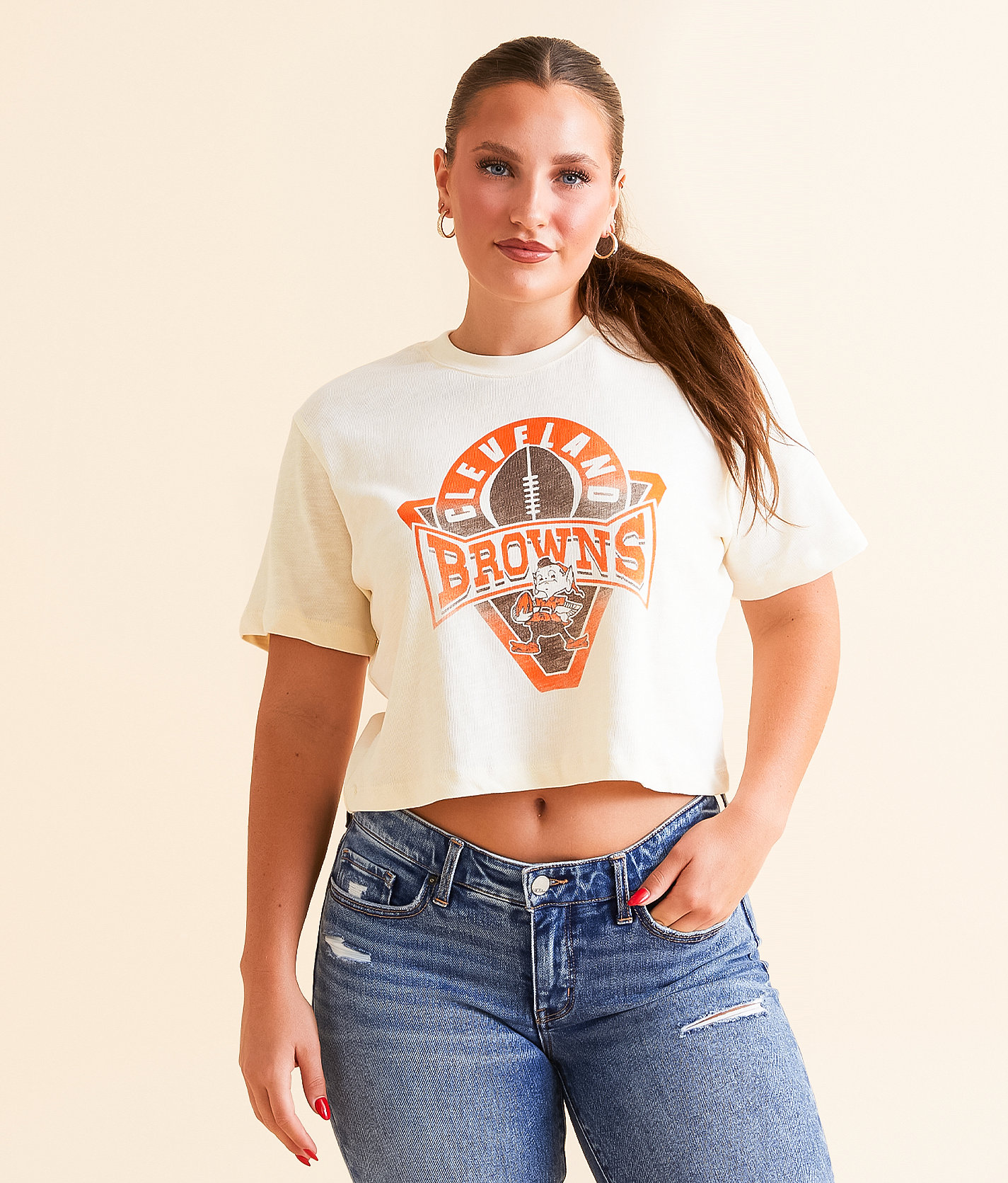 Junkfood Cleveland Browns Cropped T-Shirt - Women's T-Shirts in Browns