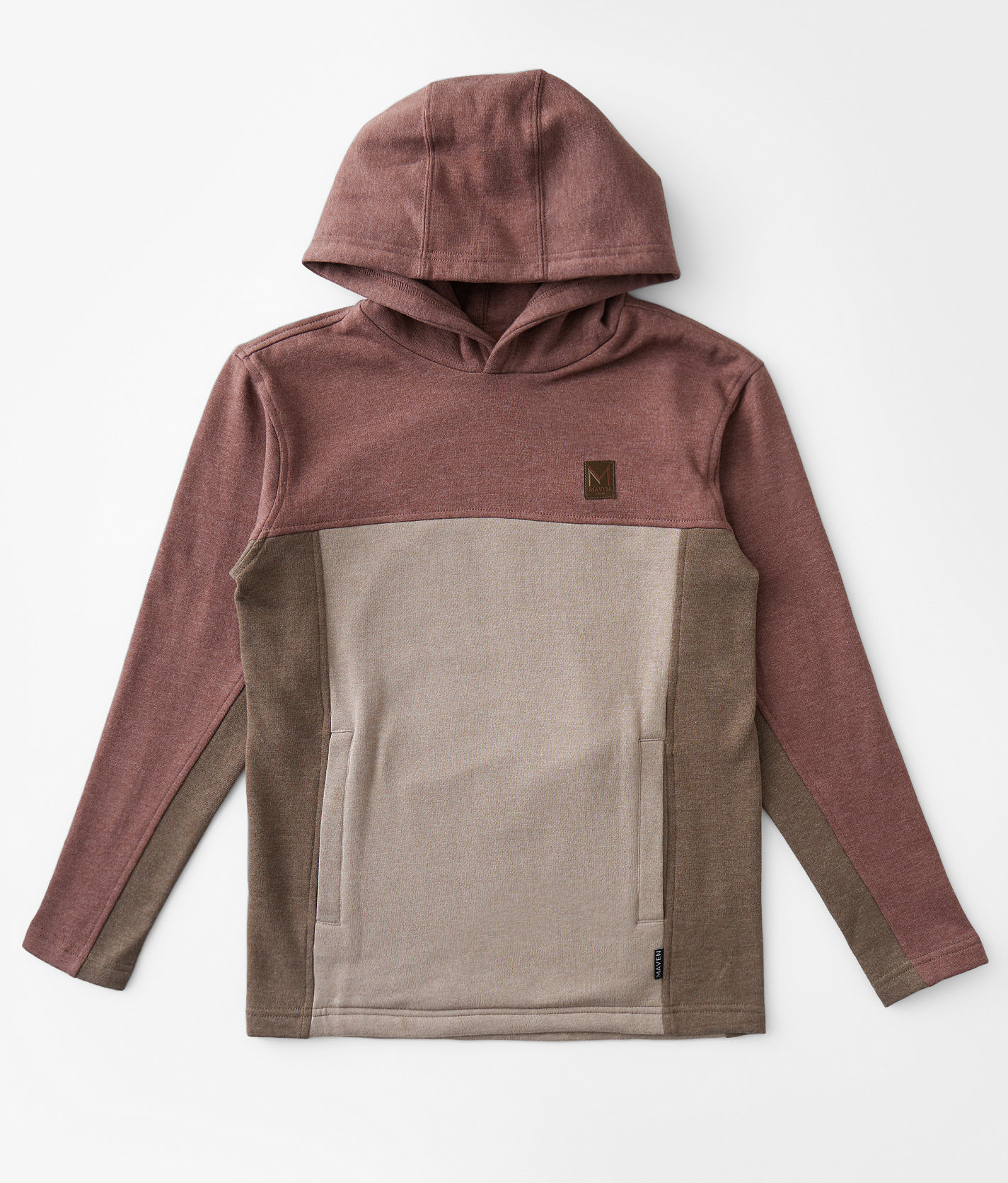 Boys - Maven Co-op Color Block Hooded Sweatshirt - Boy's Sweatshirts in Brindle Brown Cappucino