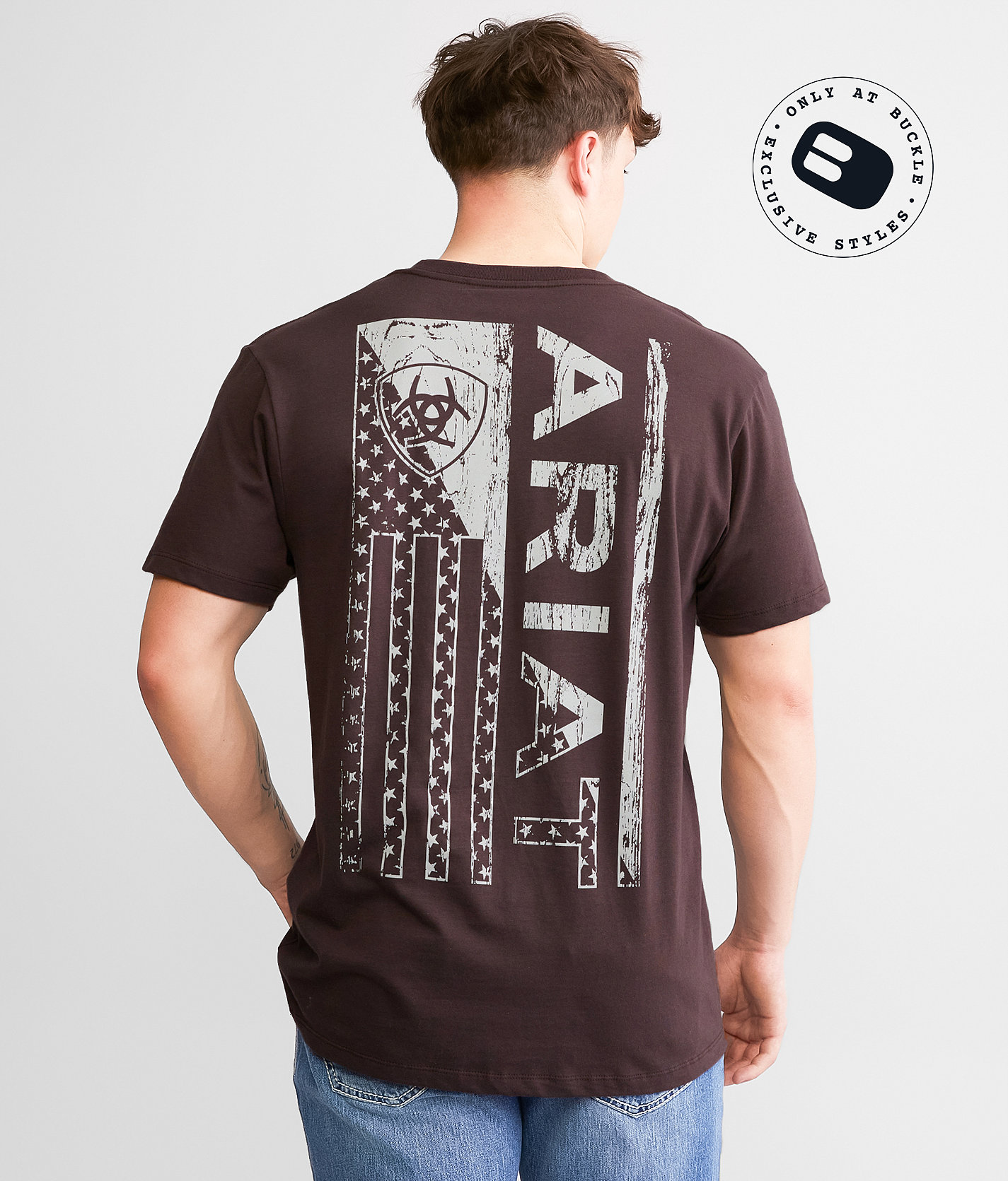 Ariat Flag Block T-Shirt - Men's T-Shirts in Dark Brown