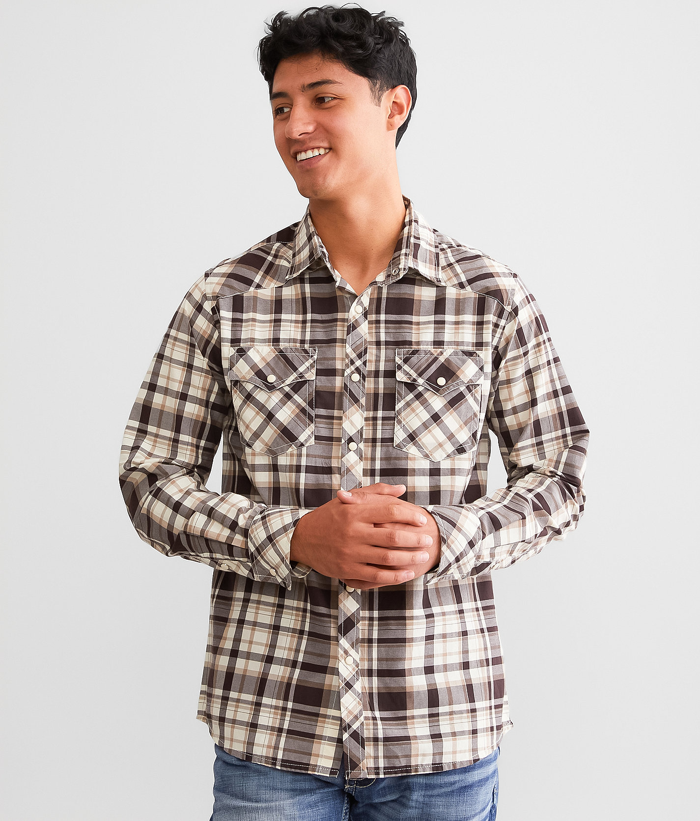 Reclaim Plaid Standard Shirt - Men's Shirts in Cream Brown