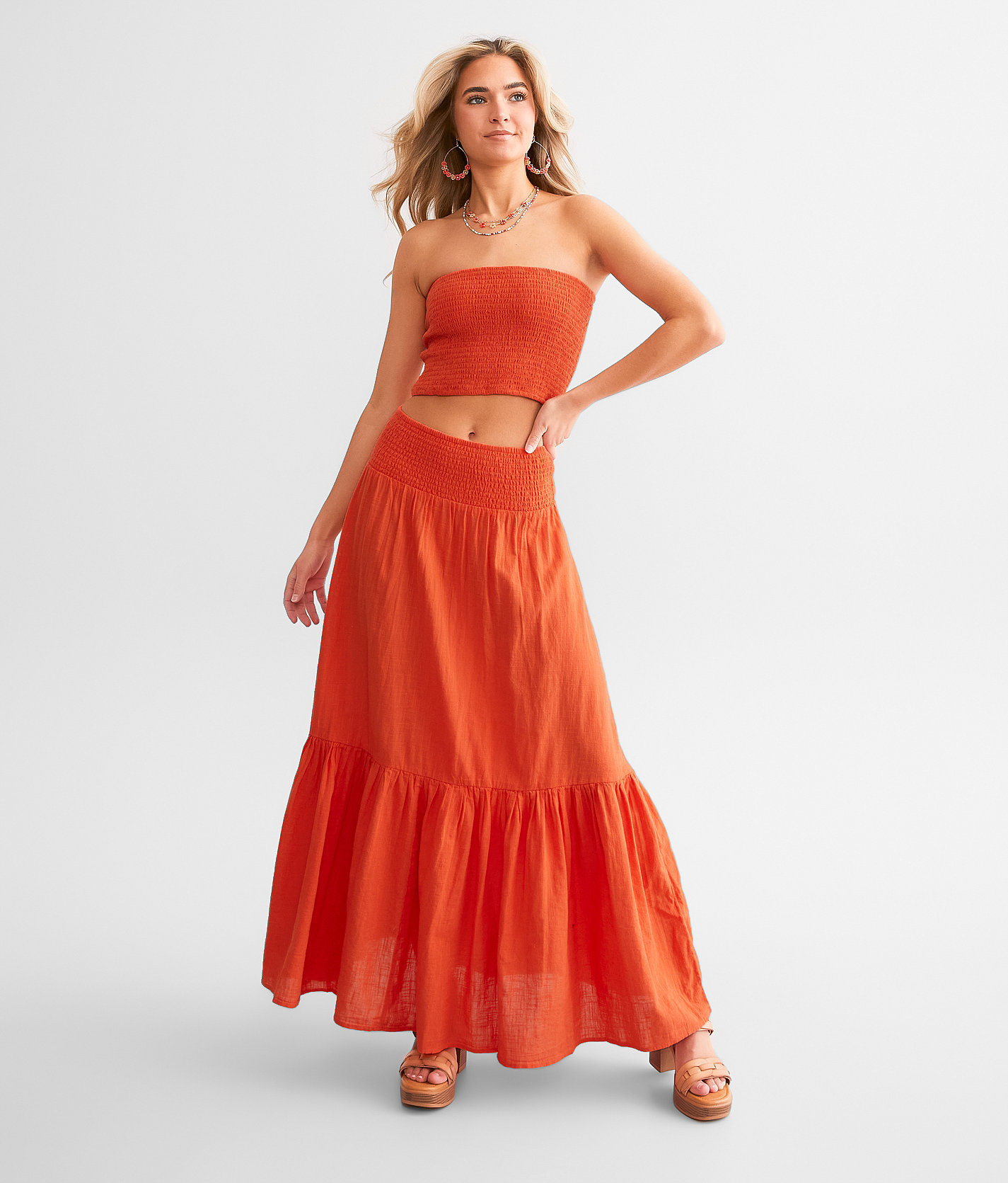 Billabong In The Palms Maxi Skirt - Women's Skirts in Coral Craze