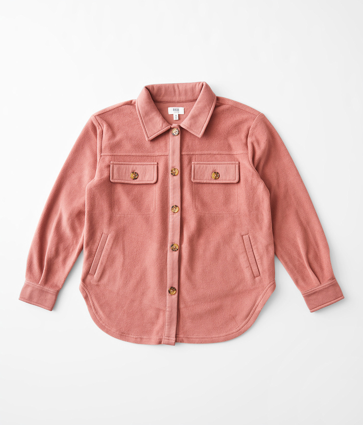 Girls - BKE Brushed Fleece Shacket - Girl's Coats & Jackets in Washed Pink