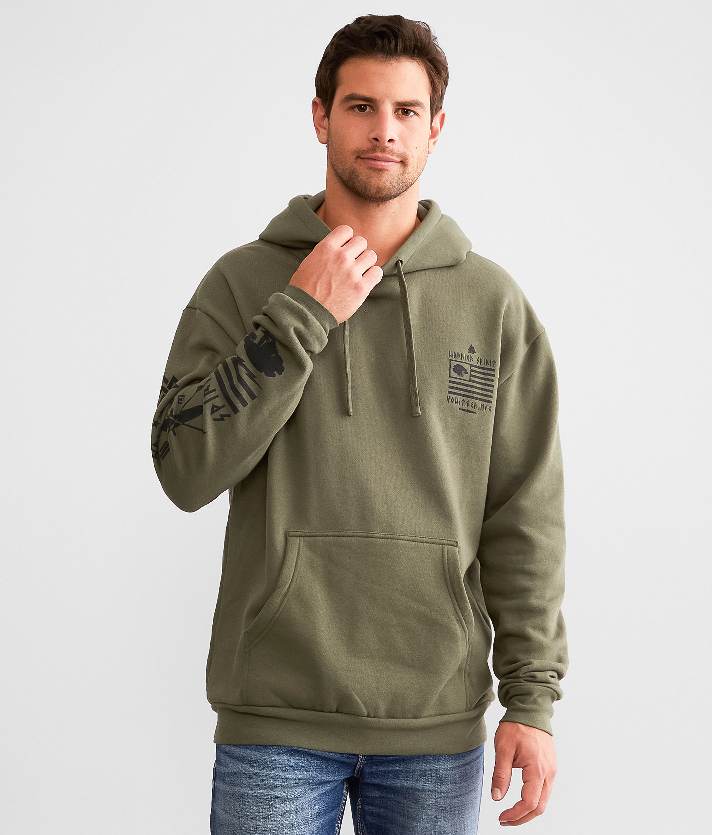 Howitzer Viking Brave Hooded Sweatshirt - Men's Sweatshirts in Surplus Green