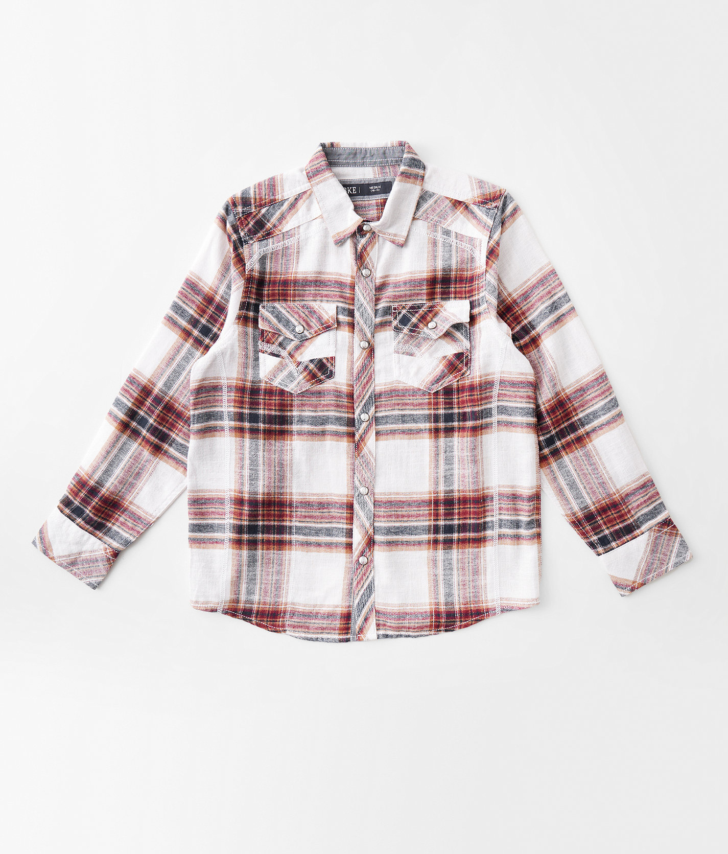 Boys - BKE Brushed Plaid Shirt - Boy's Shirts in White Navy Burgundy