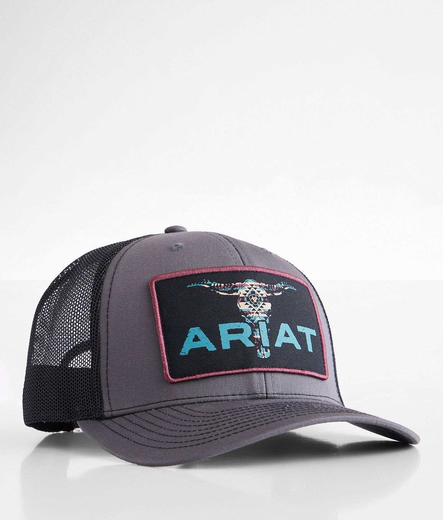 Ariat Bull Skull Trucker Hat - Men's Hats in Grey