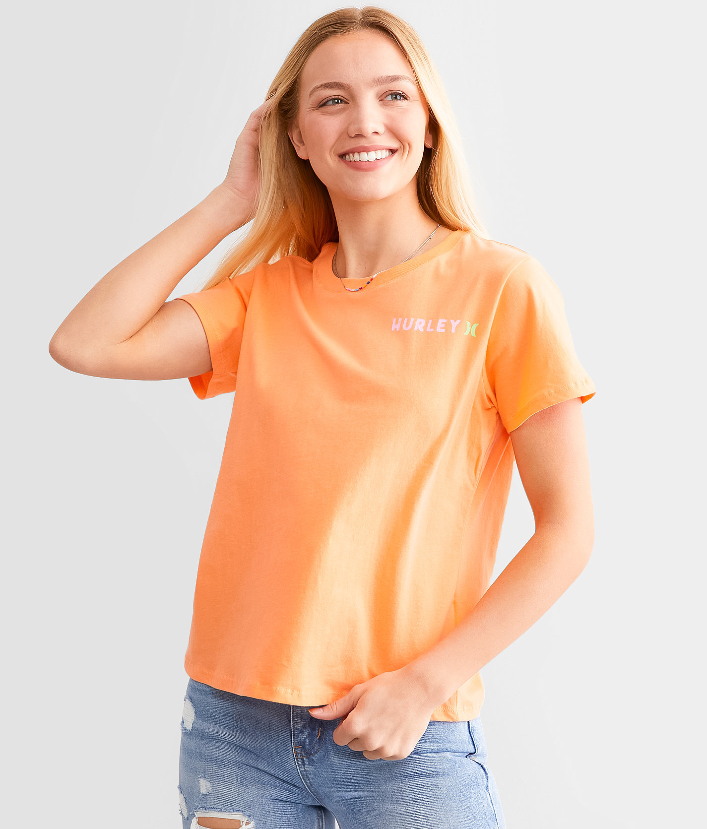 Hurley Smile Check Classic T-Shirt - Women's T-Shirts in Orange