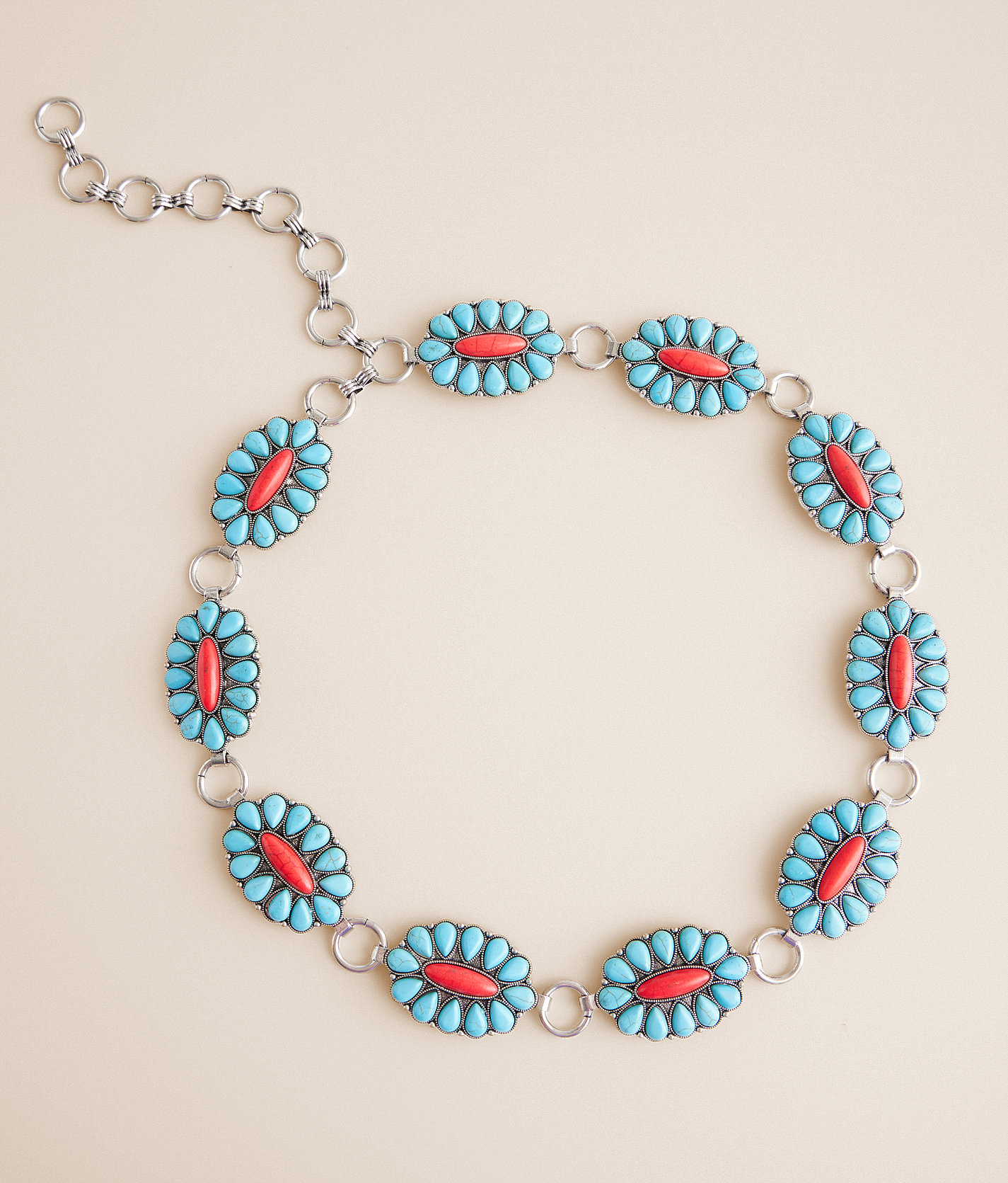 BKE Turquoise Stone Belt - Women's Belts in Antique Silver Turq Red