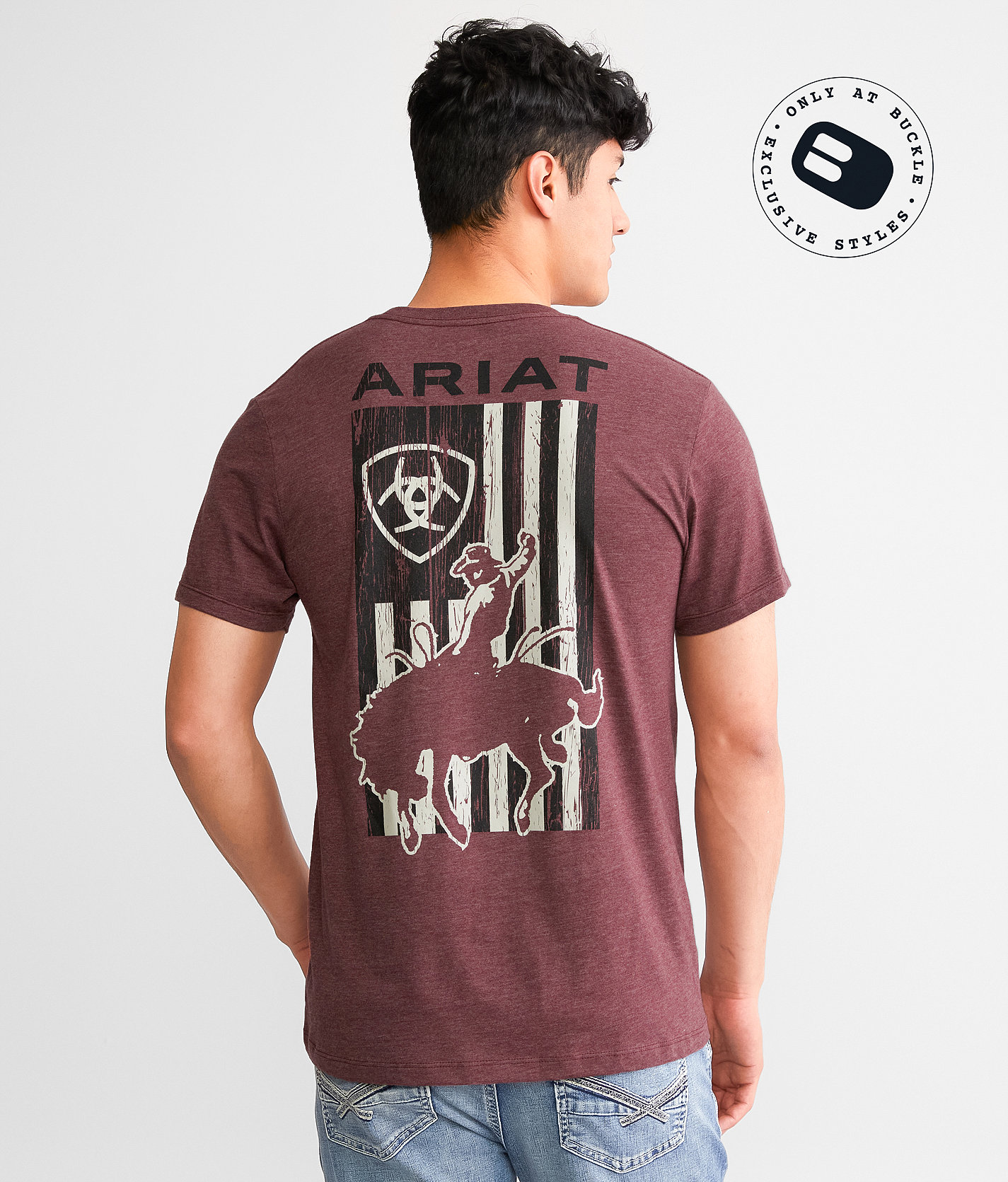 Ariat Barn Door Bronco T-Shirt - Men's T-Shirts in Maroon Heather