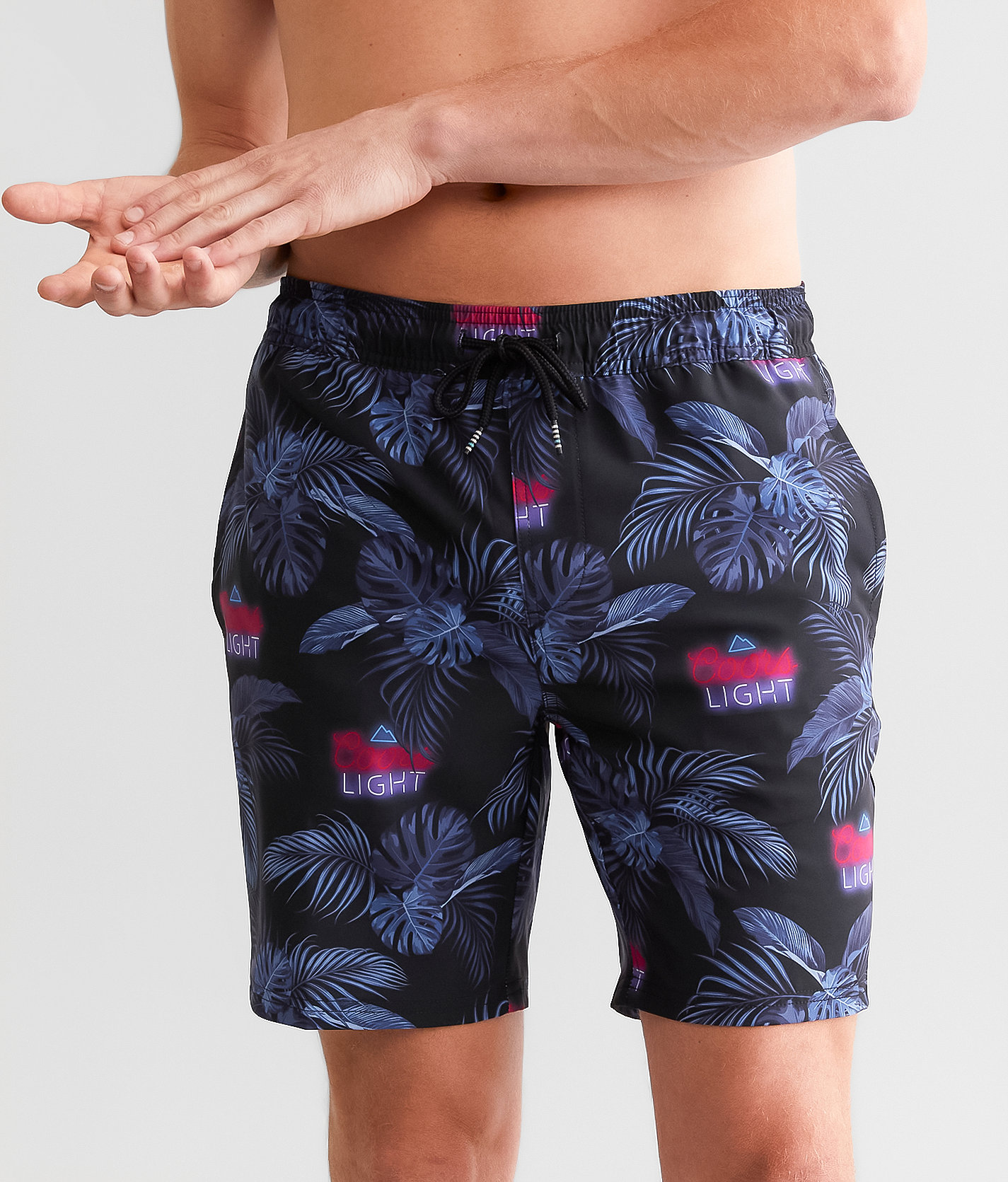 Valor Coors Light® Fronds Stretch Swim Trunks - Men's Swimwear in Black