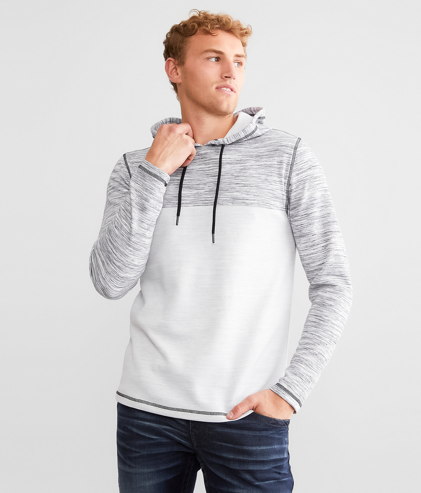 BKE Color Block Hoodie - Men's Sweatshirts in White Black