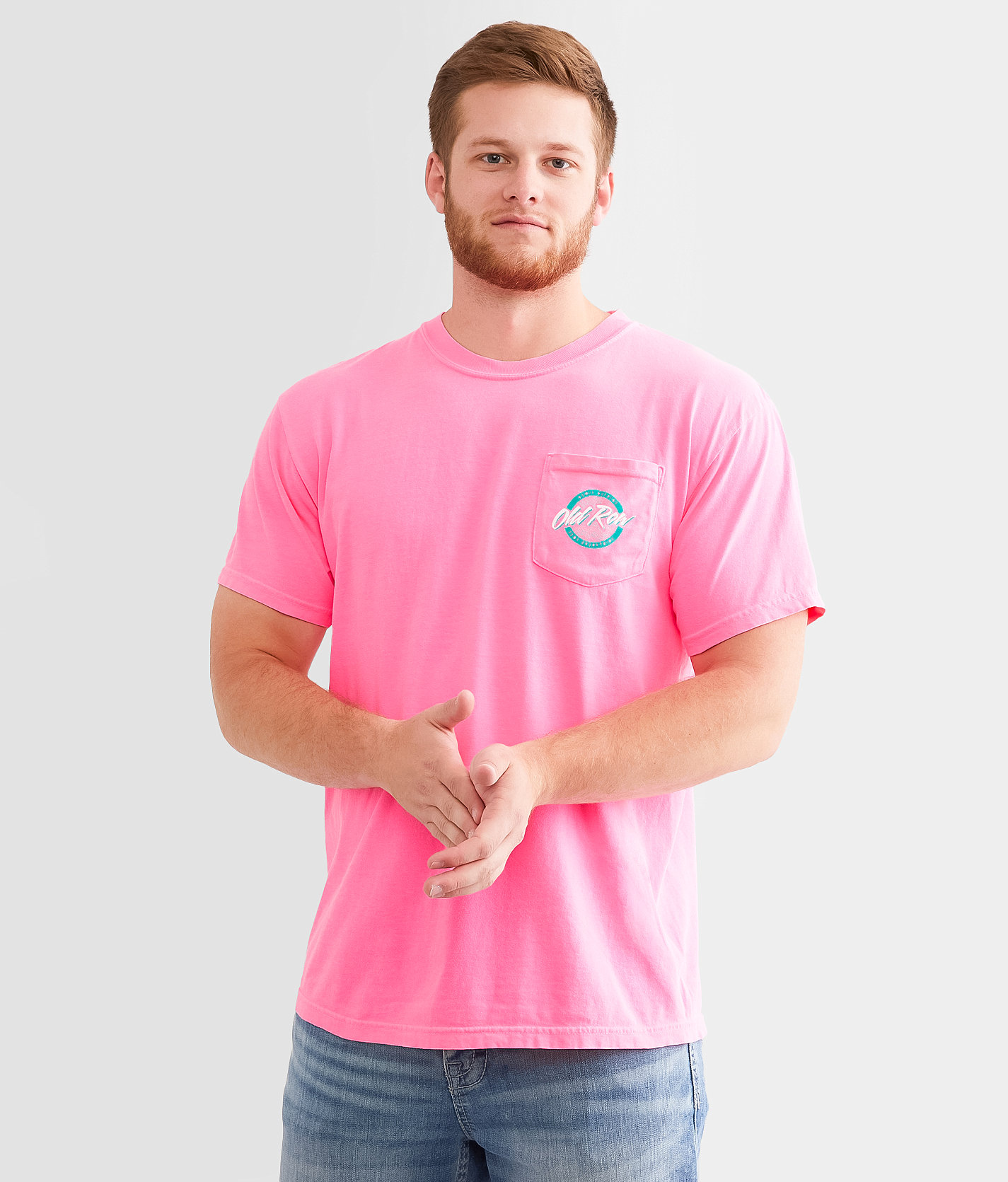 Old Row Circle Neon T-Shirt - Men's T-Shirts in Neon Pink