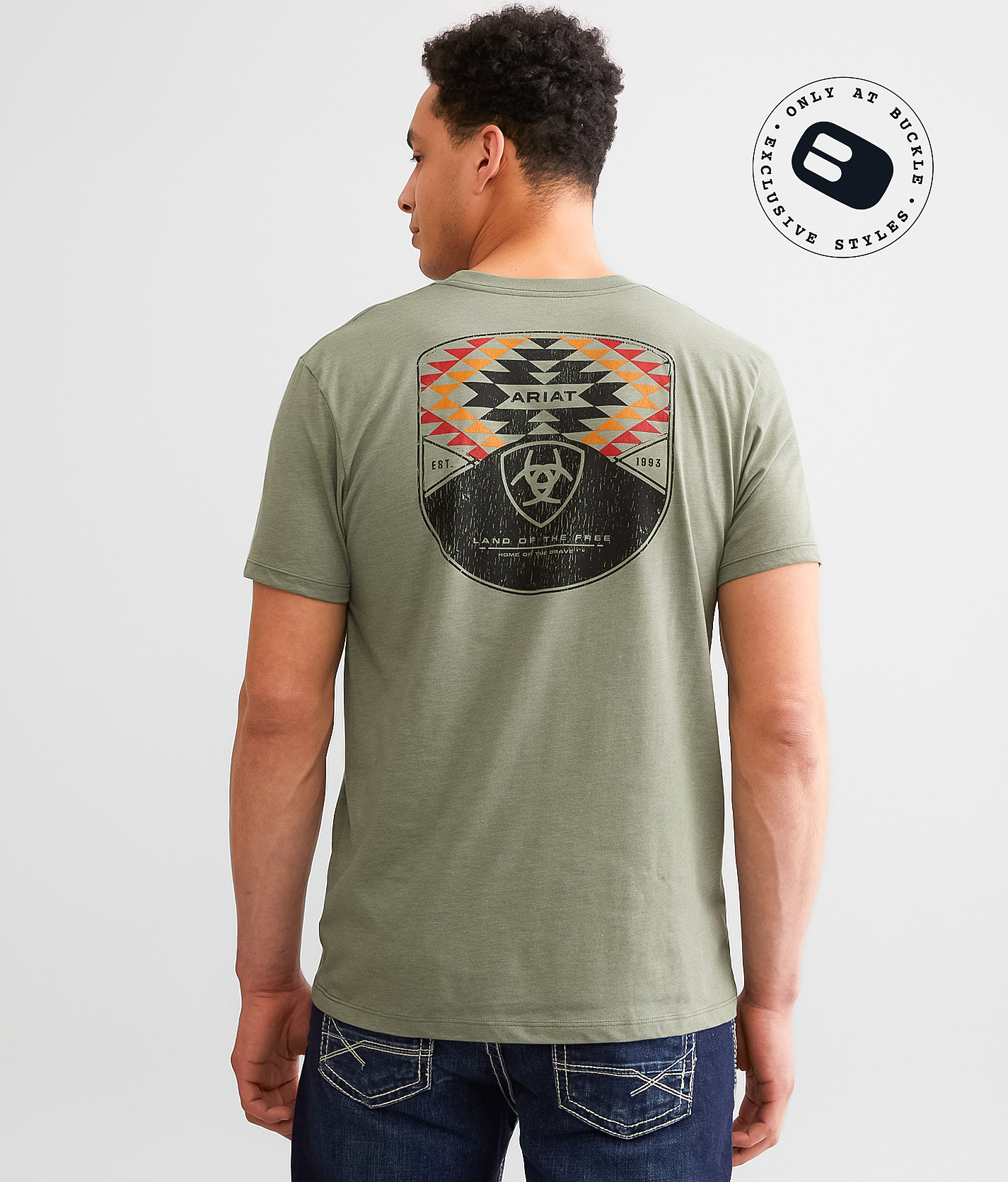Ariat Chiricahua Mountain Badge T-Shirt - Men's T-Shirts in Olive Heather