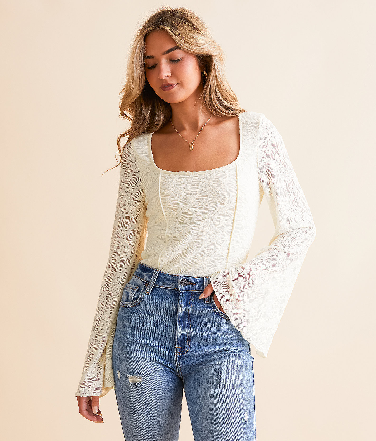 Willow & Root Floral Lace Top - Women's Shirts & Blouses in Cream