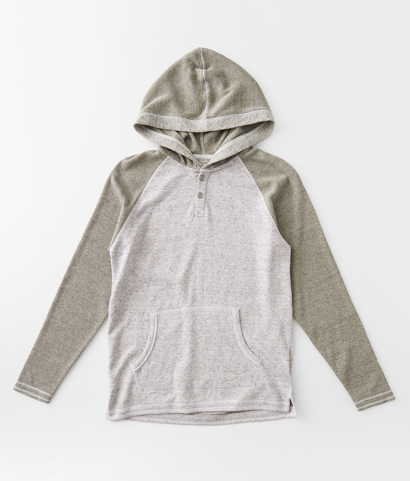 Boys - BKE Raglan Sleeve Henley Hoodie - Boy's Sweatshirts in Olive Night