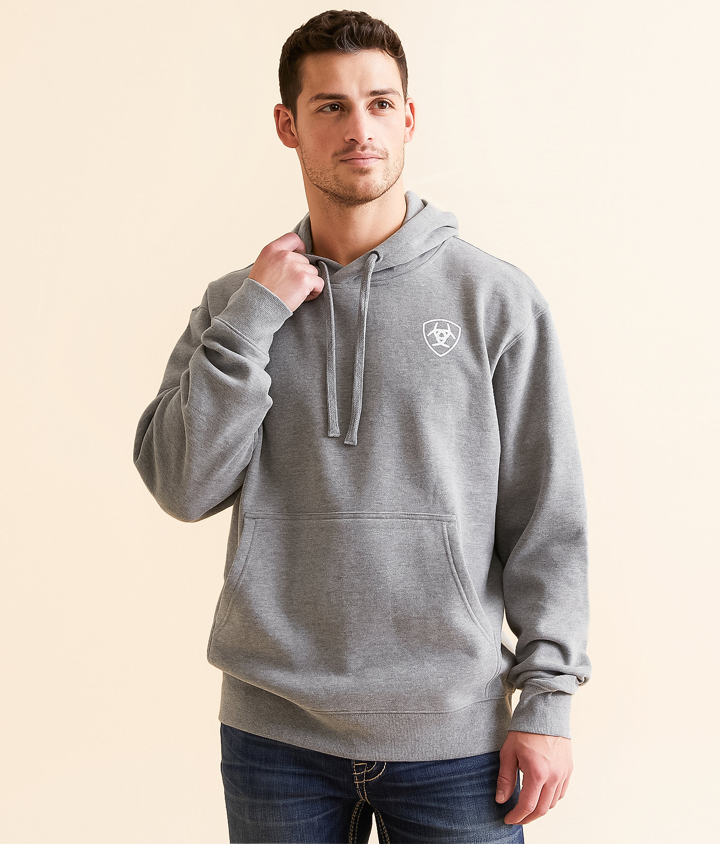 Ariat Liquid Stamp Flag Hooded Sweatshirt - Men's Sweatshirts in Grey Heather