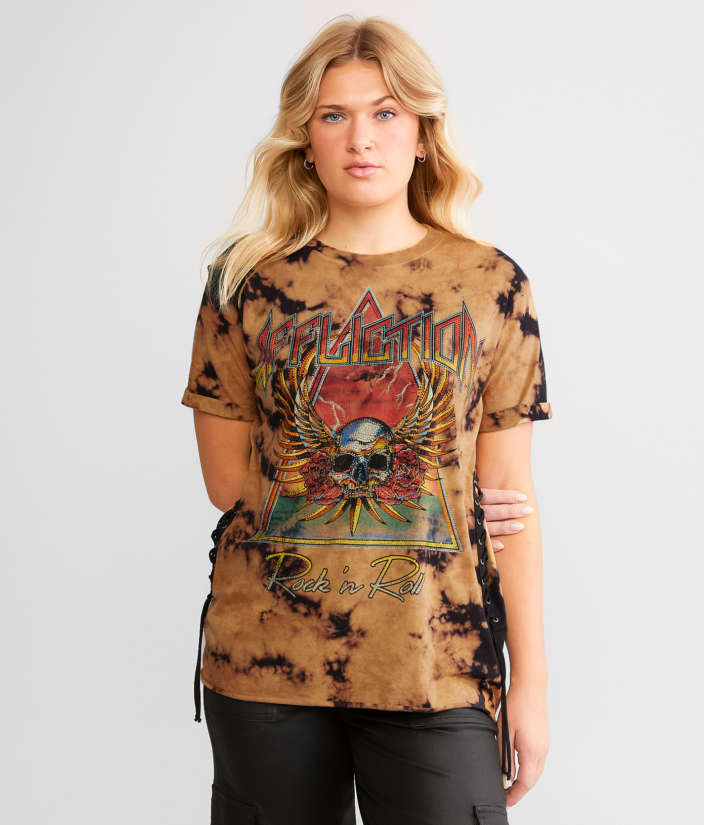 Affliction Skull Rock T-Shirt - Women's T-Shirts in Jones Wash