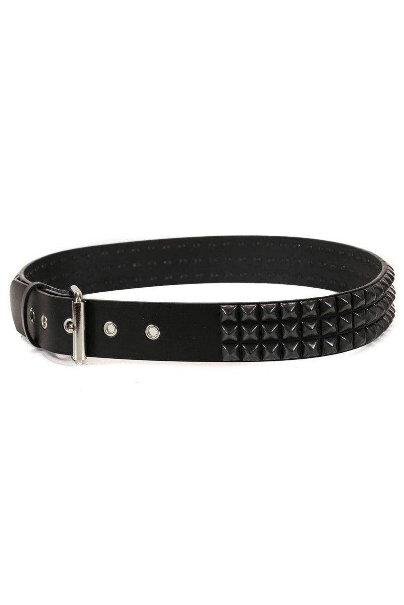 3 Row Pyramid Studded Belt [BLACK]