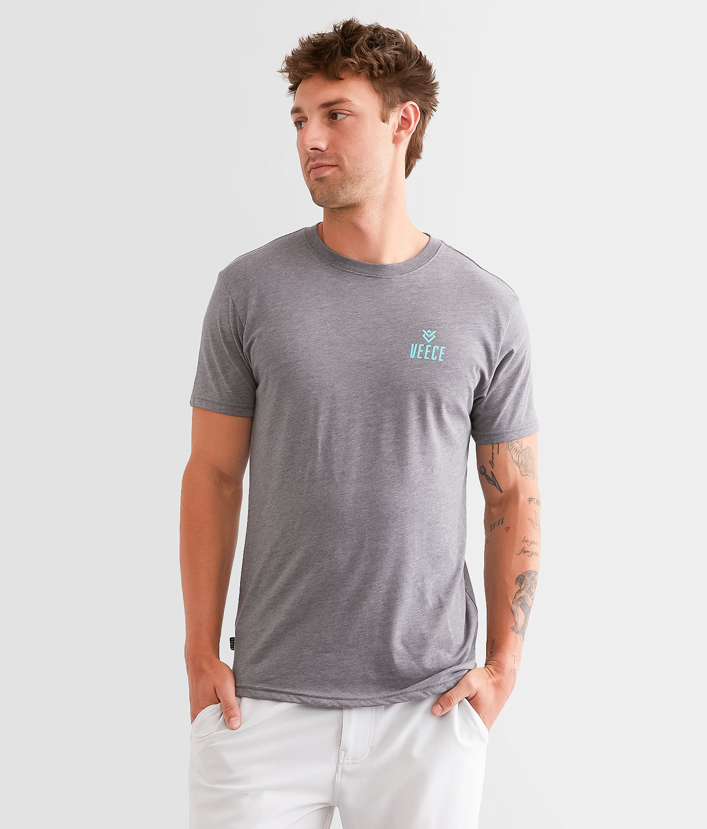 Veece Layered Columns T-Shirt - Men's T-Shirts in Smoked Heather