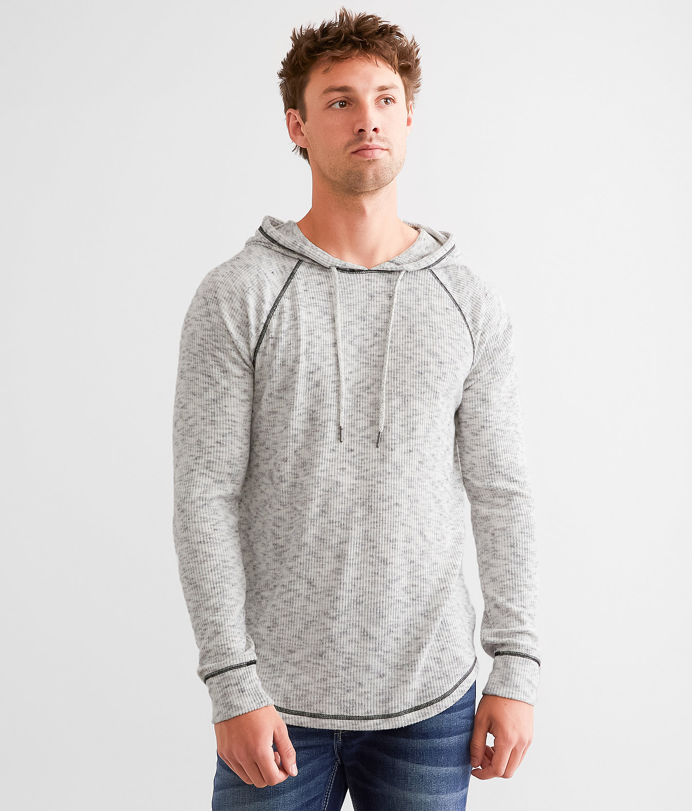 BKE Landau Marled Hoodie - Men's Sweatshirts in White Black