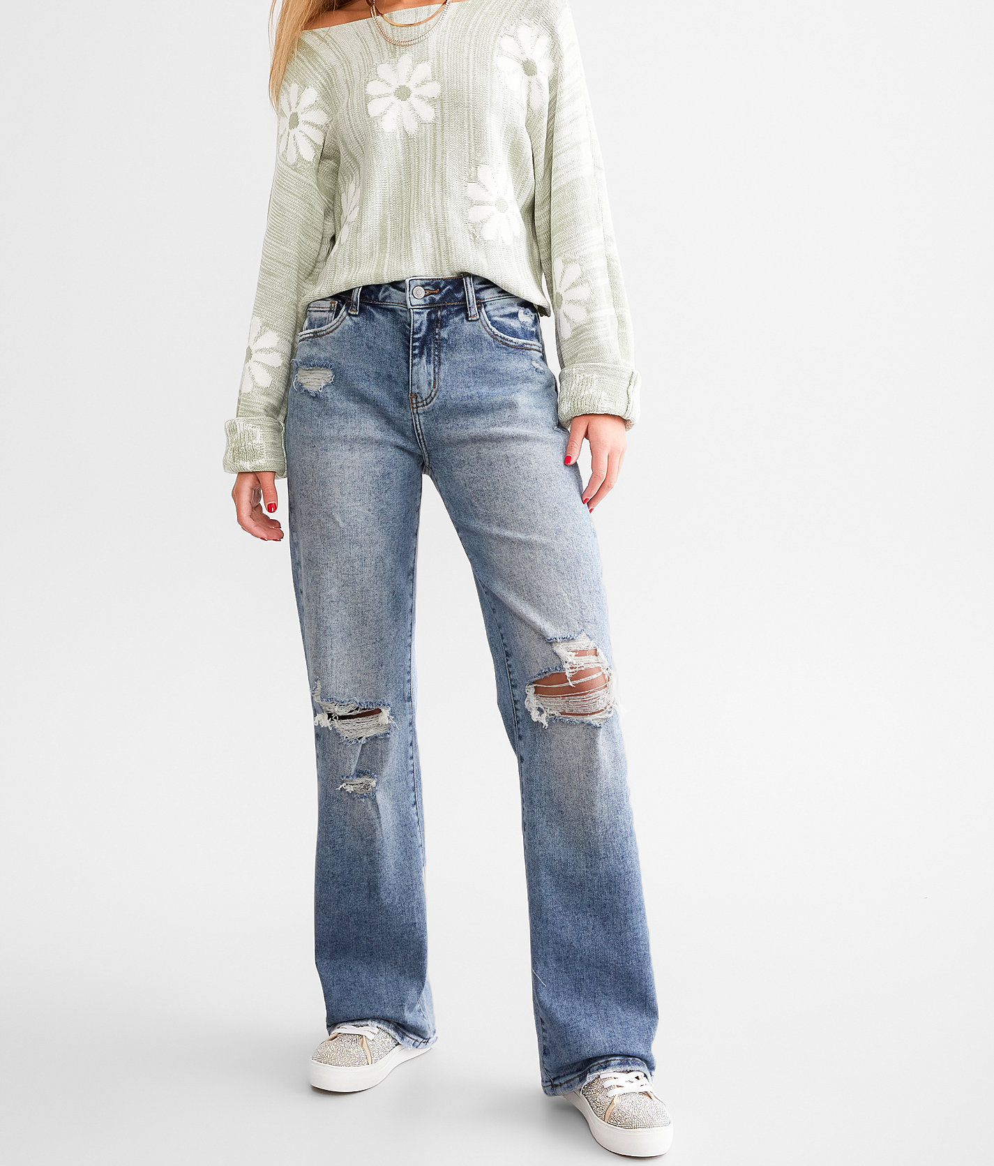Willow & Root The Wide Leg Jean - Women's Jeans in Laceflower