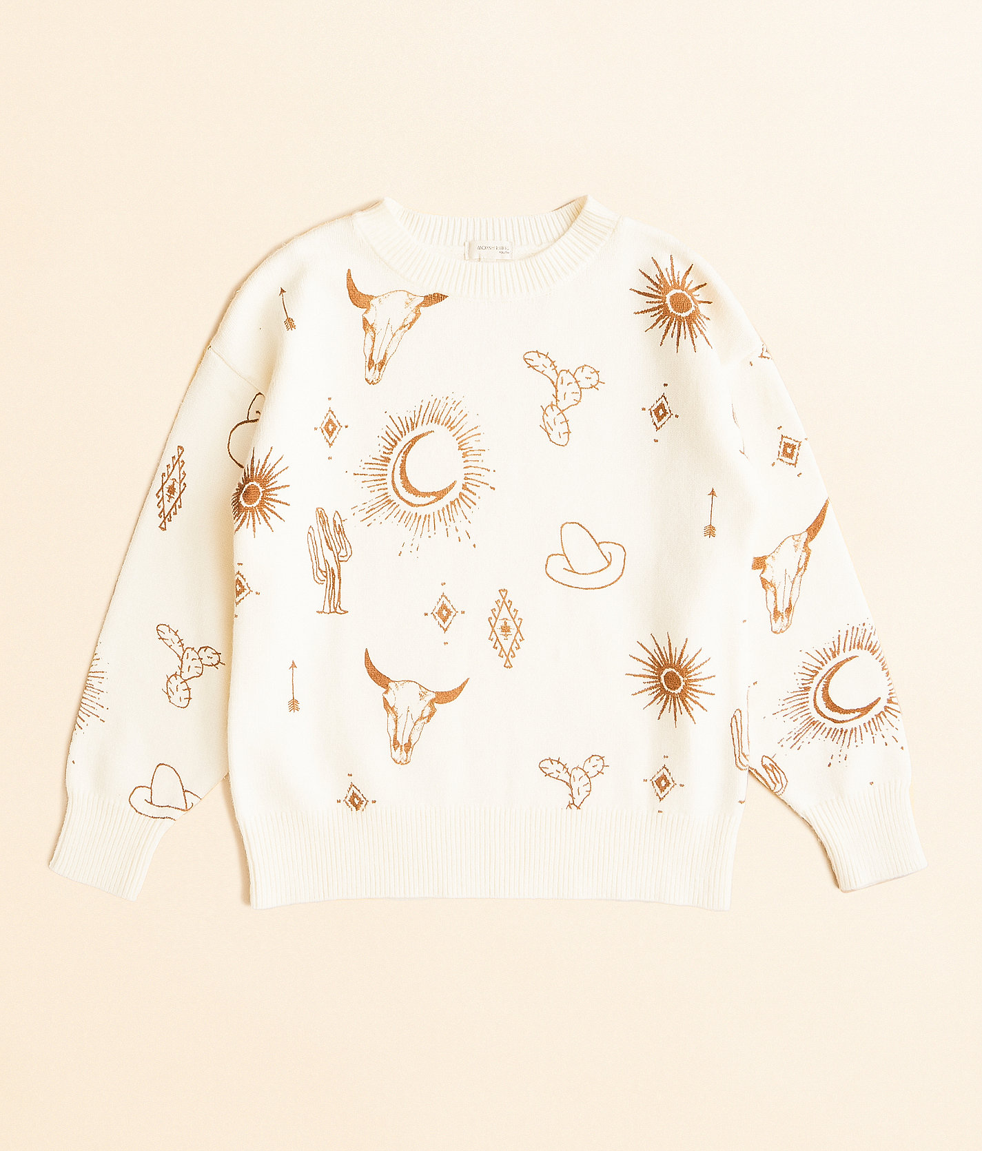 Girls - Modish Rebel Western Icon Sweater - Girl's Sweaters in Cream Brown