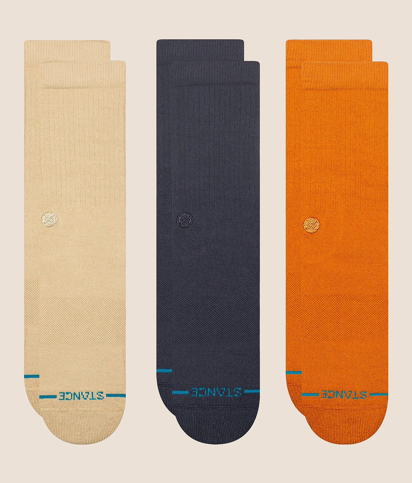 Stance 3 Pack Icon Socks - Men's Socks in Sand