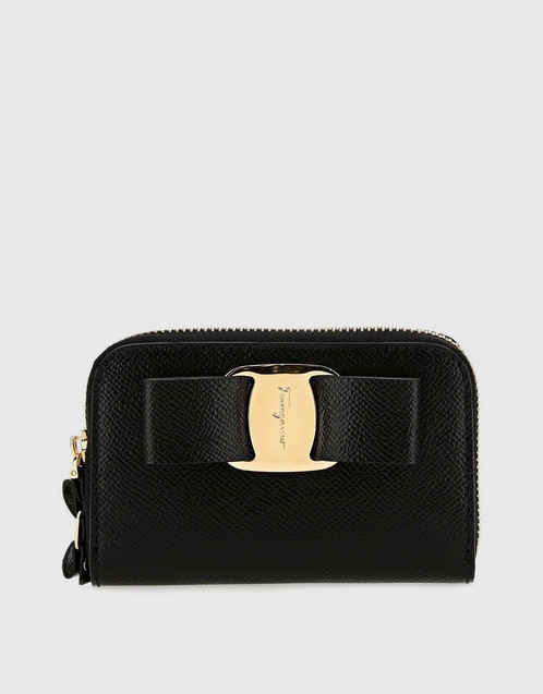 Vara Bow Grained Leather Zip Around Wallet