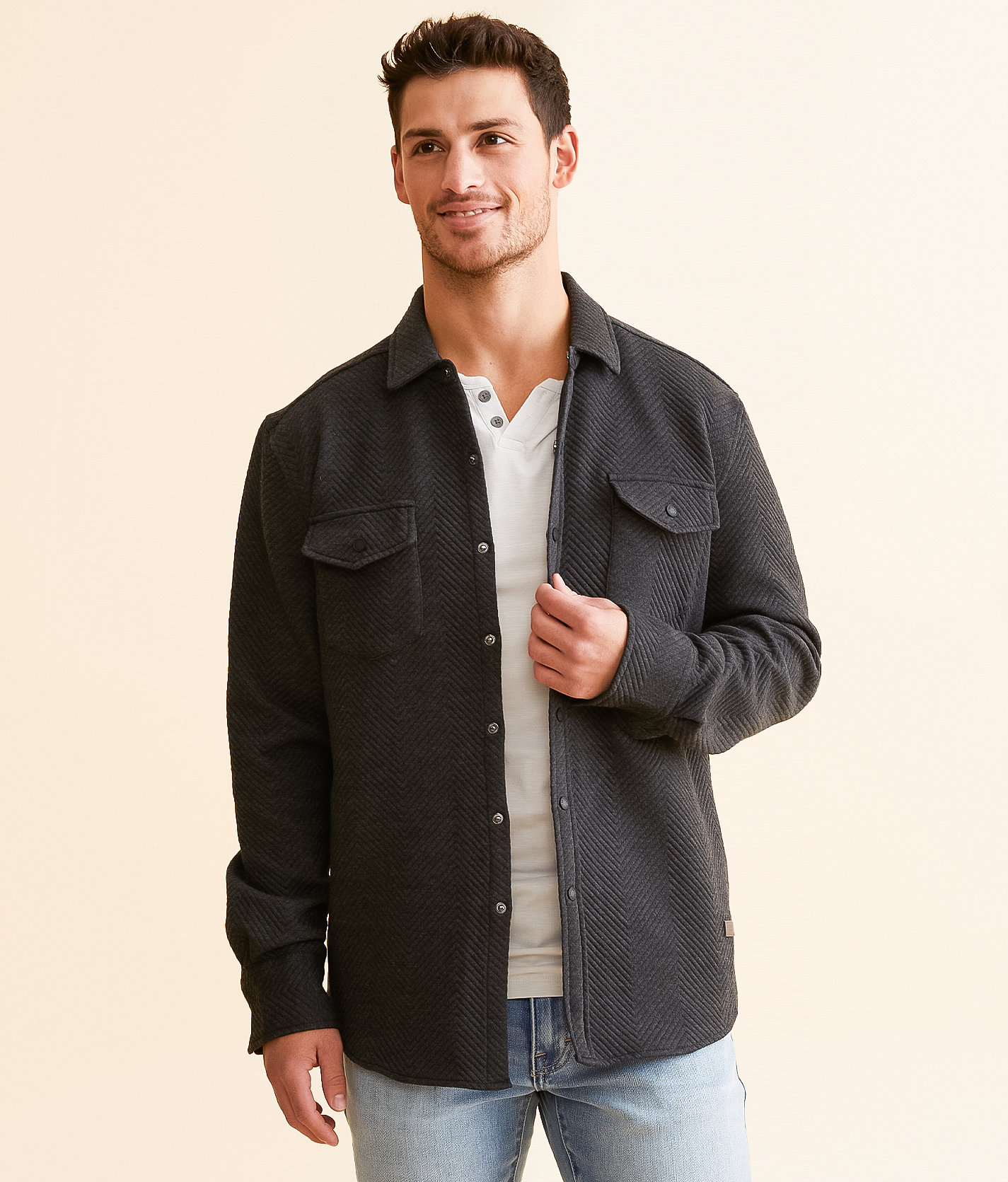 Outpost Makers Athletic Flannel Textured Shirt - Men's Shirts in Charcoal
