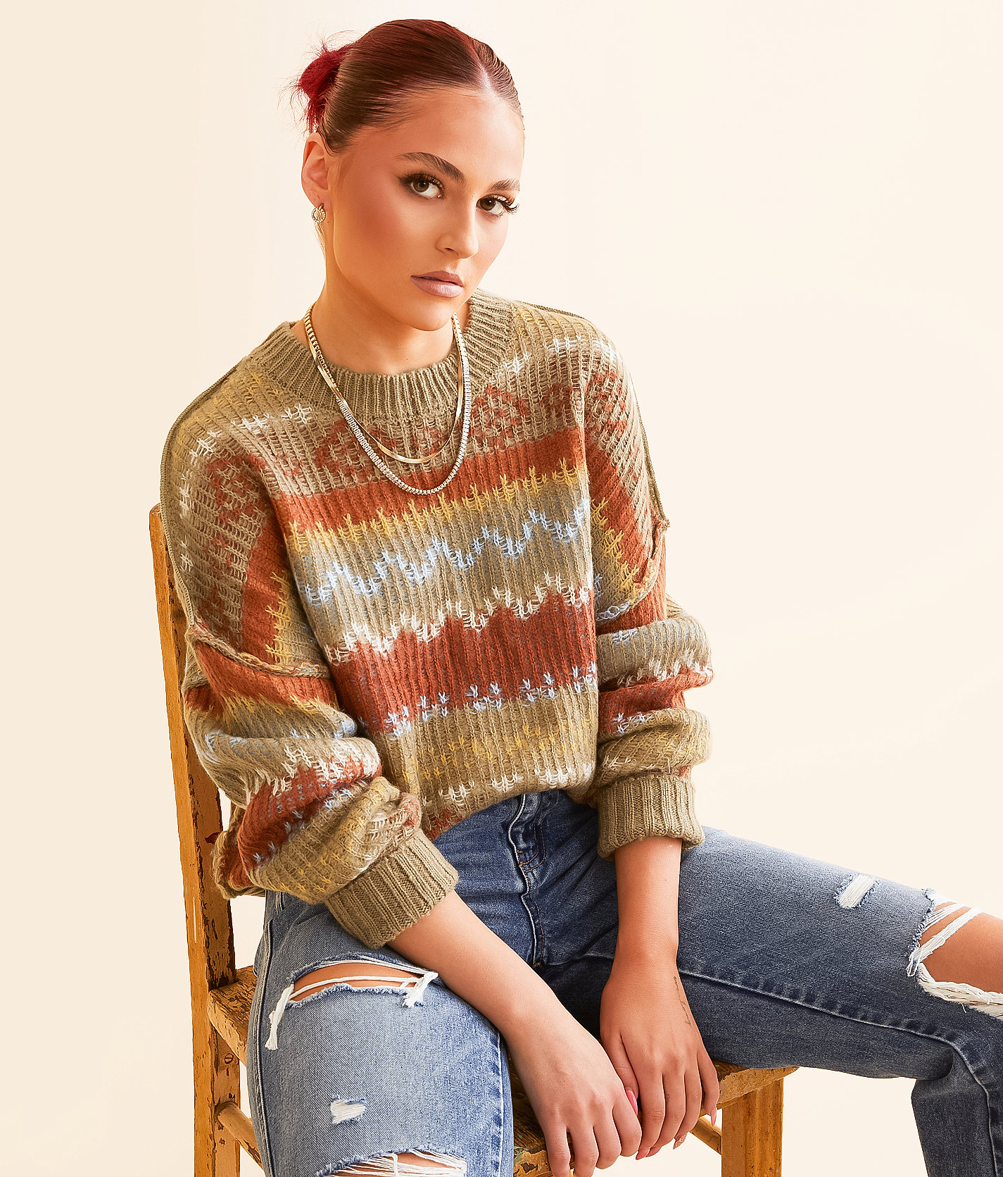 Gilded Intent Patterned Sweater - Women's Sweaters in Multi